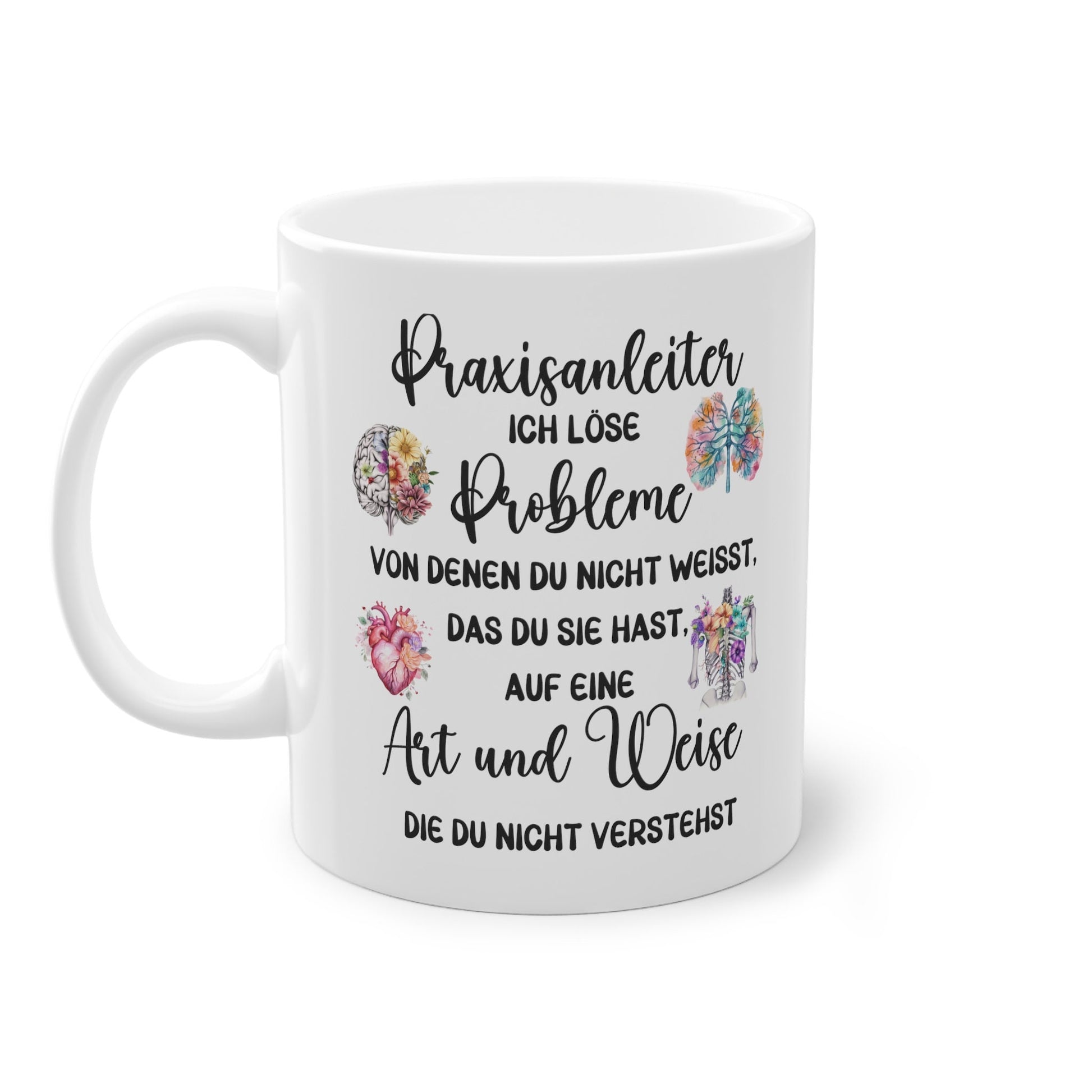 Personalisierte Praxisanleiter-Tasse – "Dieser Praxisanleiter funktioniert nur mit Kaffee" | Geschenk für Pflegekräfte | Lustige Tasse aus hochwertiger Keramik (350 ml)