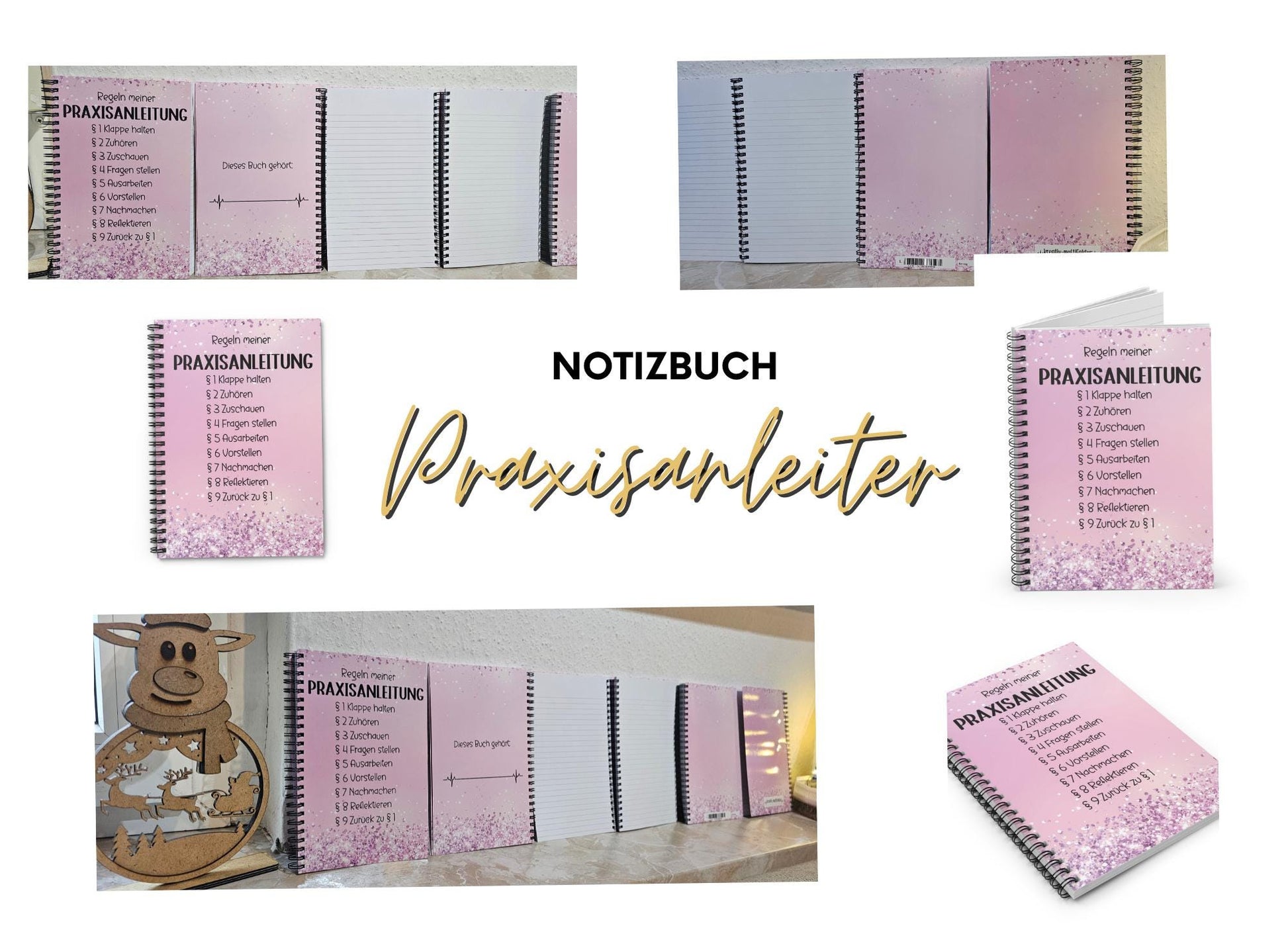 Spiral Notizbuch für den Pflegeberuf, 118 linierte Seiten, praktisches Design für Praxisanleiter