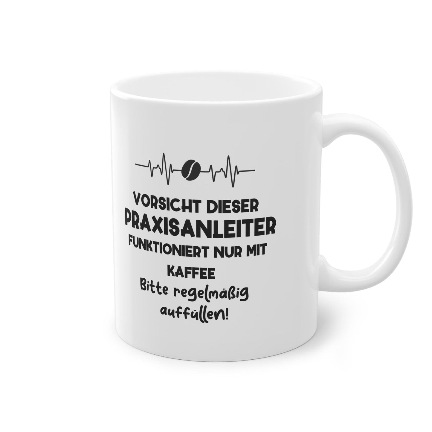 Praxisanleiter Tasse – EKG & Kaffeebohne | Personalisiert – Tasse. Handgefertigte, personalisierte Produkte von kreativ-multifaktur.com – Kreative Geschenkideen.